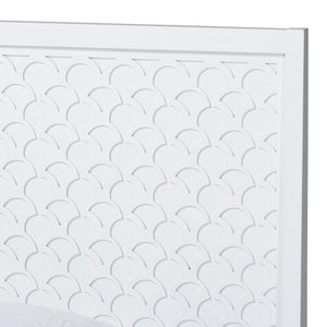 Baxton Studio Lara Rubberwood Platform Bed Geometric Headboard Coastal Modern Bedroom Frame