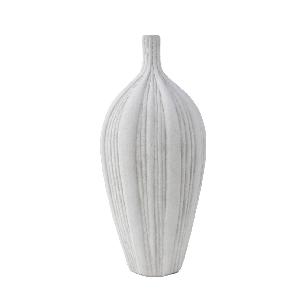 Zeugma Large Striped Pot - Antiqued White Clay Planter, 14" Tall, Perfect For Indoor & Outdoor Decor!   Nw230534-45