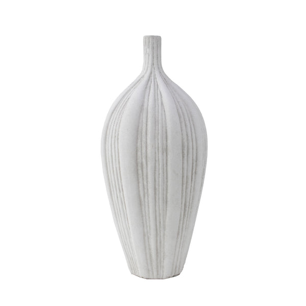 Zeugma Large Striped Pot - Antiqued White Clay Planter, 14" Tall, Perfect For Indoor & Outdoor Decor!   Nw230534-45