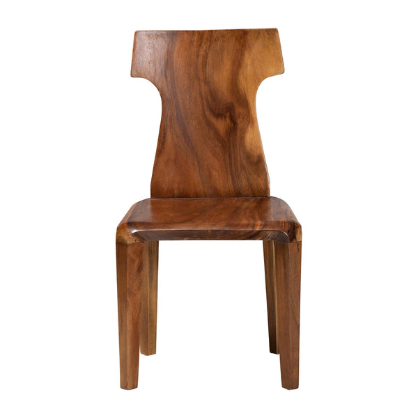 Bali & Pari Larissa Solid Suar Wood Dining Chair Handcrafted Sculptural Organic
