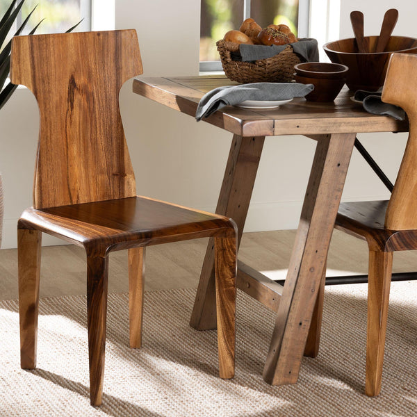 Bali & Pari Larissa Solid Suar Wood Dining Chair Handcrafted Sculptural Organic