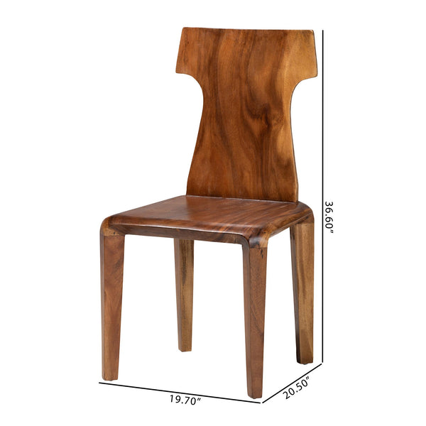 Bali & Pari Larissa Solid Suar Wood Dining Chair Handcrafted Sculptural Organic
