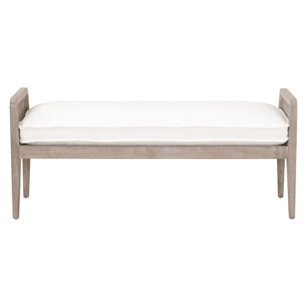Essentials For Living Leone Bench - Stylish Transitional Seating With Stain-resistant Fabric, Solid Oak Frame & Comfort Natural Gray Oak,Cane Solid Oak Wood,Rattan 6698.Lpprl/Ng