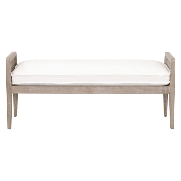 Essentials For Living Leone Bench - Stylish Transitional Seating With Stain-resistant Fabric, Solid Oak Frame & Comfort Natural Gray Oak,Cane Solid Oak Wood,Rattan 6698.Lpprl/Ng