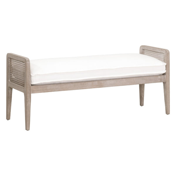 Essentials For Living Leone Bench - Stylish Transitional Seating With Stain-resistant Fabric, Solid Oak Frame & Comfort Natural Gray Oak,Cane Solid Oak Wood,Rattan 6698.Lpprl/Ng