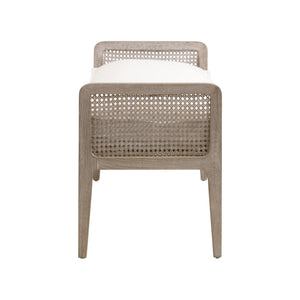 Essentials For Living Leone Bench - Stylish Transitional Seating With Stain-resistant Fabric, Solid Oak Frame & Comfort Natural Gray Oak,Cane Solid Oak Wood,Rattan 6698.Lpprl/Ng