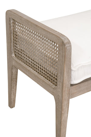 Essentials For Living Leone Bench - Stylish Transitional Seating With Stain-resistant Fabric, Solid Oak Frame & Comfort Natural Gray Oak,Cane Solid Oak Wood,Rattan 6698.Lpprl/Ng