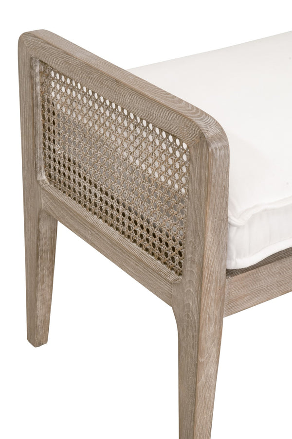 Essentials For Living Leone Bench - Stylish Transitional Seating With Stain-resistant Fabric, Solid Oak Frame & Comfort Natural Gray Oak,Cane Solid Oak Wood,Rattan 6698.Lpprl/Ng
