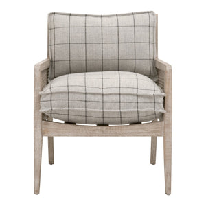 Essentials For Living Leone Club Chair - Modern Cane Design With Plush Plaid Cushions For Elegant Living Room Decor Natural Gray Oak,Cane Solid Oak Wood,Rattan 6649.Wcmt/Ng