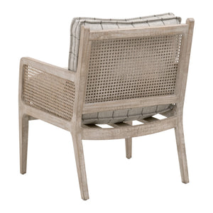 Essentials For Living Leone Club Chair - Modern Cane Design With Plush Plaid Cushions For Elegant Living Room Decor Natural Gray Oak,Cane Solid Oak Wood,Rattan 6649.Wcmt/Ng