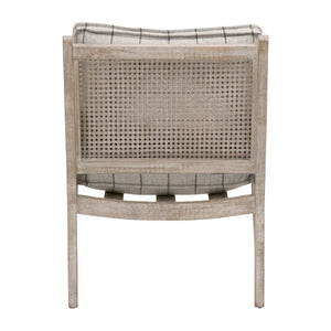 Essentials For Living Leone Club Chair - Modern Cane Design With Plush Plaid Cushions For Elegant Living Room Decor Natural Gray Oak,Cane Solid Oak Wood,Rattan 6649.Wcmt/Ng
