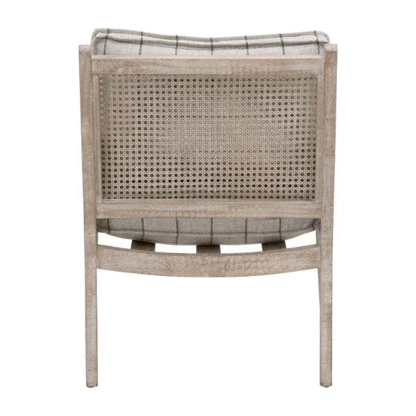 Essentials For Living Leone Club Chair - Modern Cane Design With Plush Plaid Cushions For Elegant Living Room Decor Natural Gray Oak,Cane Solid Oak Wood,Rattan 6649.Wcmt/Ng