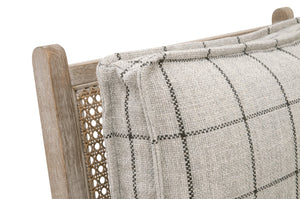 Essentials For Living Leone Club Chair - Modern Cane Design With Plush Plaid Cushions For Elegant Living Room Decor Natural Gray Oak,Cane Solid Oak Wood,Rattan 6649.Wcmt/Ng