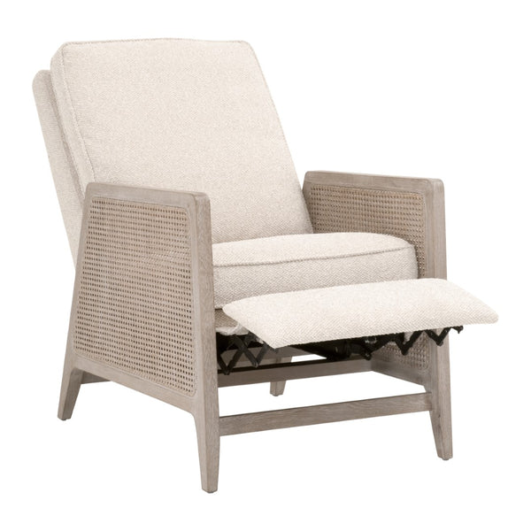 Essentials For Living Leone Recliner: Casual Elegance Meets Everyday Comfort With High-performance Upholstery & Style Livesmart Gellar,Linen,Natural Gray Oak,Cane Solid Oak Wood,Rattan 6696.Lglin/Ng