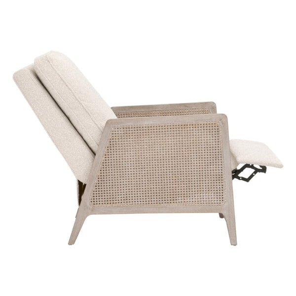Essentials For Living Leone Recliner: Casual Elegance Meets Everyday Comfort With High-performance Upholstery & Style Livesmart Gellar,Linen,Natural Gray Oak,Cane Solid Oak Wood,Rattan 6696.Lglin/Ng