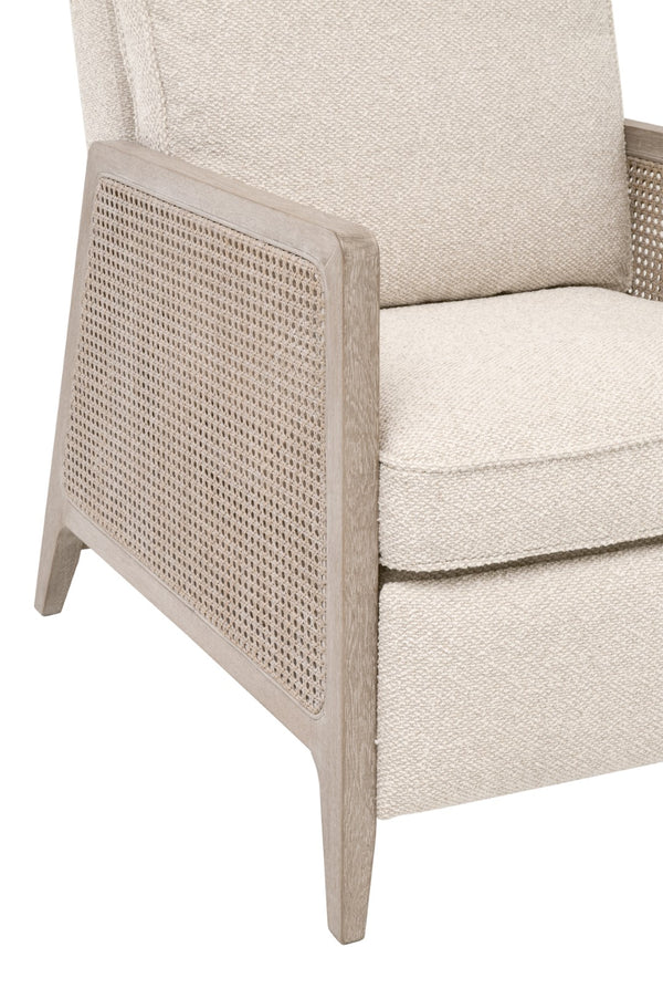 Essentials For Living Leone Recliner: Casual Elegance Meets Everyday Comfort With High-performance Upholstery & Style Livesmart Gellar,Linen,Natural Gray Oak,Cane Solid Oak Wood,Rattan 6696.Lglin/Ng