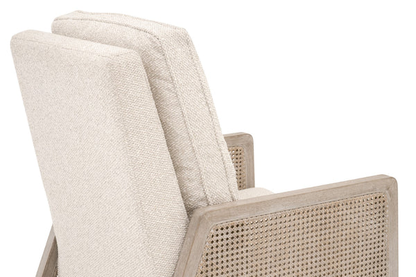 Essentials For Living Leone Recliner: Casual Elegance Meets Everyday Comfort With High-performance Upholstery & Style Livesmart Gellar,Linen,Natural Gray Oak,Cane Solid Oak Wood,Rattan 6696.Lglin/Ng