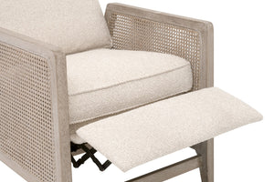 Essentials For Living Leone Recliner: Casual Elegance Meets Everyday Comfort With High-performance Upholstery & Style Livesmart Gellar,Linen,Natural Gray Oak,Cane Solid Oak Wood,Rattan 6696.Lglin/Ng