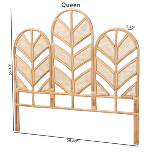Bali & Pari Liang Handcrafted Rattan Arched Headboard Bohemian Coastal Bedroom Accent