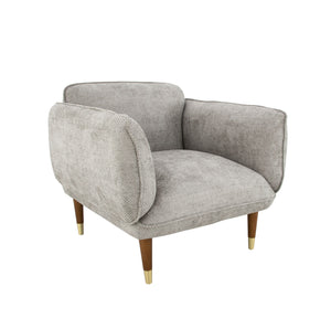 Zeugma Lindsey Armchair In Smokey Grey Linen - Elegant Channel Tufting, Stylish Brown & Gold Legs, Cozy Comfort   Lindsey Chair Light Brown