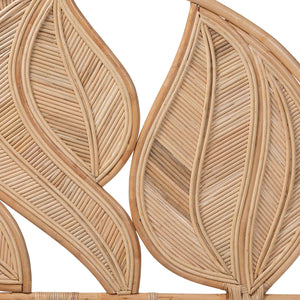 Bali & Pari Lifen Handwoven Rattan Headboard with Botanical Leaf Panel for Bedroom Decor