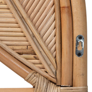 Bali & Pari Lifen Handwoven Rattan Headboard with Botanical Leaf Panel for Bedroom Decor