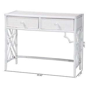 Bali & Pari Lindie Handcrafted Rattan Home Office Desk with Two Storage Drawers