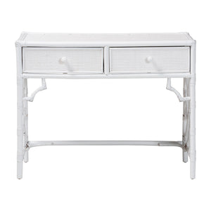 Bali & Pari Lindie Handcrafted Rattan Home Office Desk with Two Storage Drawers