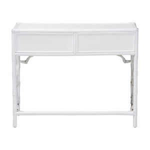 Bali & Pari Lindie Handcrafted Rattan Home Office Desk with Two Storage Drawers