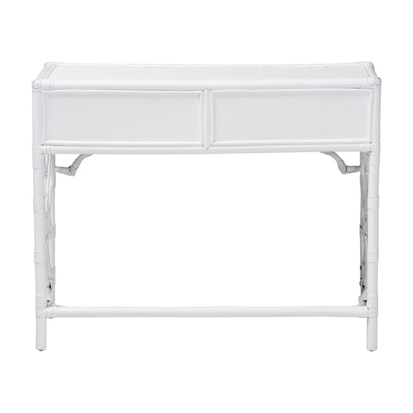 Bali & Pari Lindie Handcrafted Rattan Home Office Desk with Two Storage Drawers