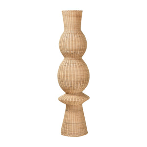 Bali & Pari Lizzie Handwoven Rattan Floor Lamp Bohemian Sculptural Dual Socket