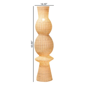 Bali & Pari Lizzie Handwoven Rattan Floor Lamp Bohemian Sculptural Dual Socket