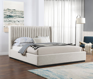 Logan Beige Linen Textured Fabric King Bed LoganBeige-K Meridian Furniture