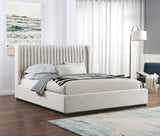 Logan Beige Linen Textured Fabric King Bed LoganBeige-K Meridian Furniture