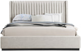 Logan Beige Linen Textured Fabric King Bed LoganBeige-K Meridian Furniture