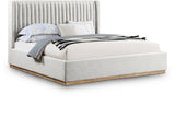 Logan Cream Linen Textured Fabric King Bed LoganCream-K Meridian Furniture