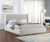 Logan Cream Linen Textured Fabric King Bed LoganCream-K Meridian Furniture