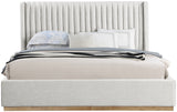 Logan Cream Linen Textured Fabric King Bed LoganCream-K Meridian Furniture