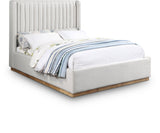 Logan Cream Linen Textured Fabric Queen Bed LoganCream-Q Meridian Furniture