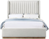 Logan Cream Linen Textured Fabric Queen Bed LoganCream-Q Meridian Furniture