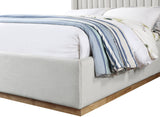 Logan Cream Linen Textured Fabric Queen Bed LoganCream-Q Meridian Furniture