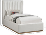 Logan Cream Linen Textured Fabric Twin Bed LoganCream-T Meridian Furniture