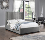 Logan Grey Linen Textured Fabric Full Bed LoganGrey-F Meridian Furniture