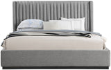 Logan Grey Linen Textured Fabric King Bed LoganGrey-K Meridian Furniture