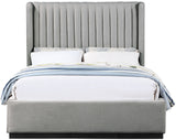 Logan Grey Linen Textured Fabric Queen Bed LoganGrey-Q Meridian Furniture