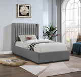 Logan Grey Linen Textured Fabric Twin Bed LoganGrey-T Meridian Furniture