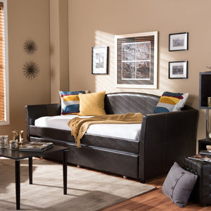 Baxton Studio Baxton Studio London Brown Faux Leather Arched Daybed & Trundle - Stylish Space-Saving Solution! London-Brown-Daybed