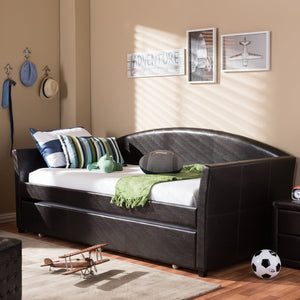 Baxton Studio Baxton Studio London Brown Faux Leather Arched Daybed & Trundle - Stylish Space-Saving Solution! London-Brown-Daybed