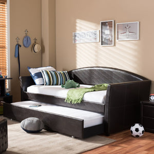 Baxton Studio Baxton Studio London Brown Faux Leather Arched Daybed & Trundle - Stylish Space-Saving Solution! London-Brown-Daybed