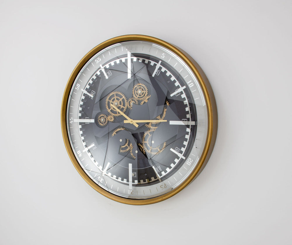 Zeugma London Large Wall Clock - Elegant Gold Frame, Antique Bronze Skeleton Design, Timeless Sophistication   23cf274